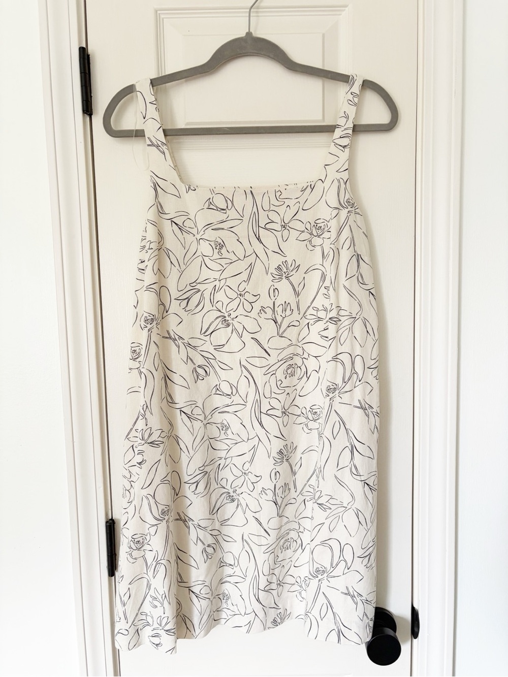 M • a new day linen blend mini dress square neck with pockets